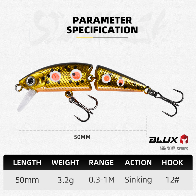 BLUX 박사. 미노우 조인트 50S Swimbait  - Fishing Equipment For Trout 리뷰 및 가격