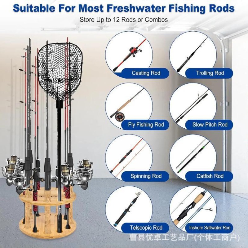 원형 원목 낚싯대 보관 랙 디스플레이 스탠드 회전식 다 - Fishing Equipment Tools 리뷰 및 가격