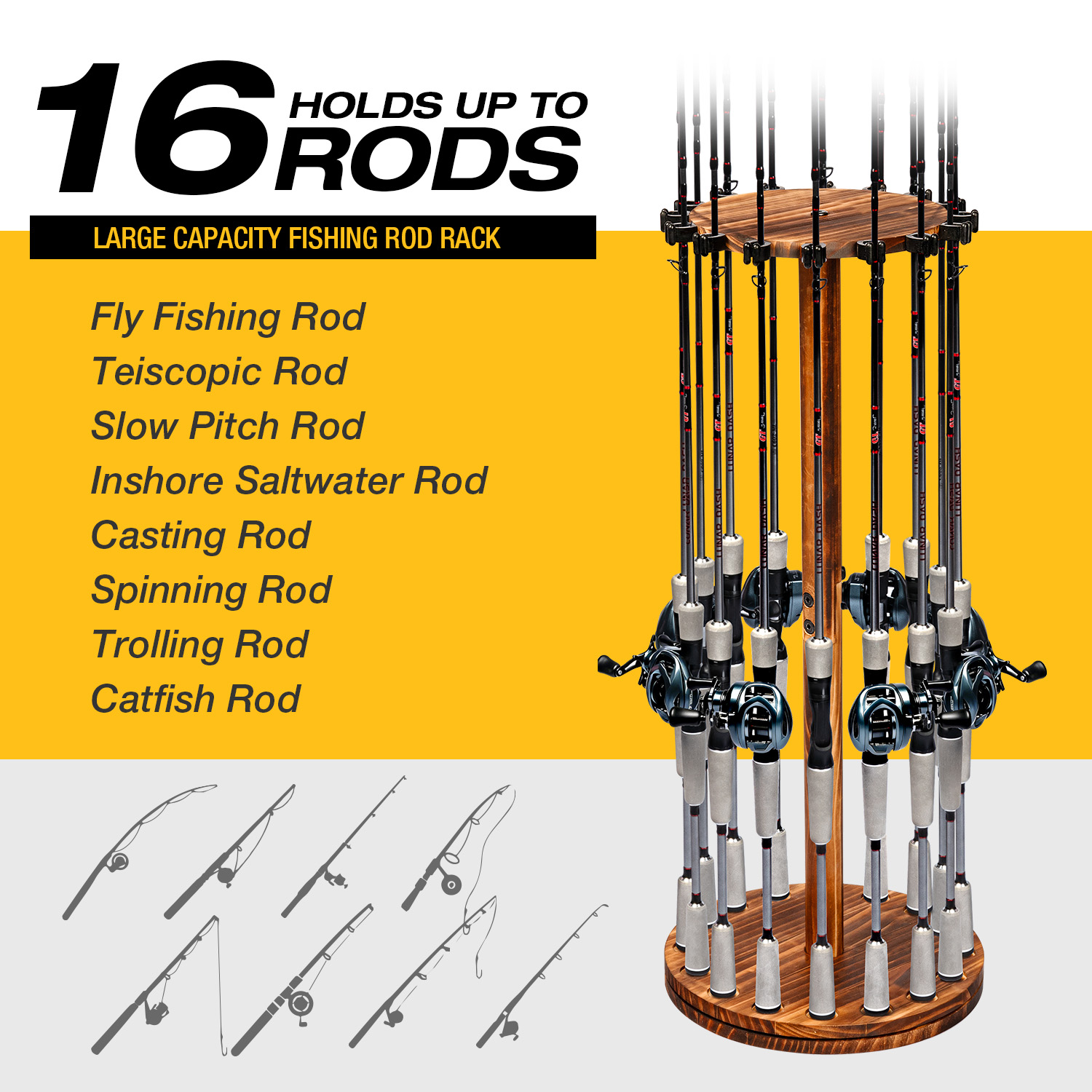 원형 탄화목 낚싯대 홀더 회전식 디스플레이 스탠드 낚싯 - Carbon Fishing Rod 리뷰 및 가격